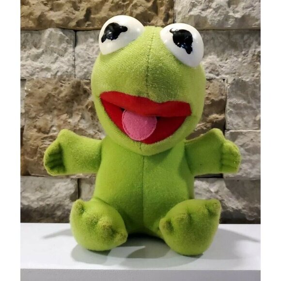 Vintage 1987 Baby Kermit Plush Toy Collectible Jim Henson Muppet's Stuffed Frog - Picture 1 of 9